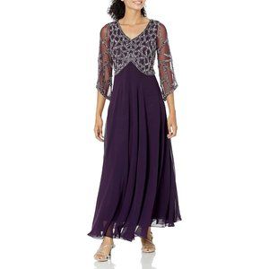 Purple and silver beaded gown